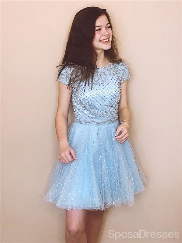 Short Sleeves Blue Sequin Sparkly Cheap Short Homecoming Dresses Onlin SposaDresses Short Sleeves Blue Sequin Sparkly Cheap Short Homecoming Dresses Onlin SposaDresses