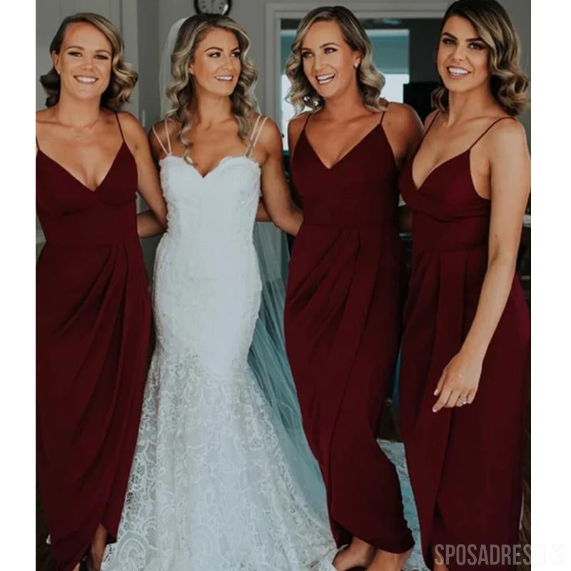 Spaghetti Straps Long Bridesmaid Dresses Online, Cheap Bridesmaids Dresses, WG730