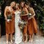 Spaghetti Straps Burnt Orange Short Bridesmaid Dresses Online, WG714