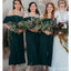 Off Shoulder Dark Green Short Cheap Bridesmaid Dresses Online, WG766
