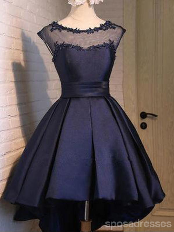 Navy Blue Lace Sexy Backless Short Homecoming Prom Dresses, Affordable ...