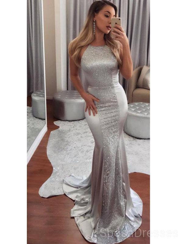 sparkly silver sweet 16 dresses Affordable Ball Gowns Long Sleeves Low Cut Gray Sweet 16 Dresses Glitter Quinceanera Dresses With Train Lace Charming Transparent Sparkly Prom Dress Open Back