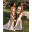 Silver Mermaid One Shoulder High Slit Cheap Long Bridesmaid Dresses,WG1289