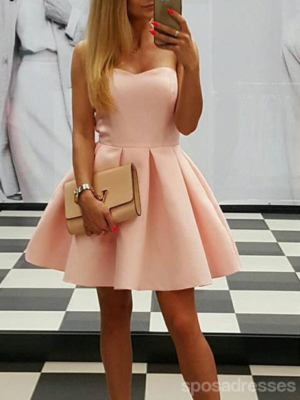 pale pink dress short Light Pink Dress - Pink Skater Dress - One-Shoulder Mini Dress