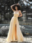 A-line Spaghetti Straps Side Slit Cheap Prom Dresses, Sweet 16 Prom Dresses, 12421