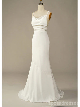 Simple Mermaid Spaghetti Straps Backless Cheap Long Prom Dresses,12965