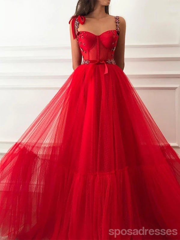 Simple Red A-line Straps Cheap Long Prom Dresses Online,Dance Dresses,12791