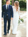 Simple Two Pieces Long Sleeves Open Back Lace Wedding Dresses,WD778