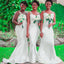 Simple White Mermaid Straps Cheap Long Bridesmaid Dresses Online,WG1239