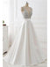 Simple White A-line V-neck Long Prom Dresses Online, Evening Party Dresses,12709