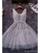 Grey Sleeveless Lace Short Homecoming Dresses Online, Cheap Short Prom Dresses, CM865