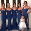 Simple Navy Blue Mermaid Spaghetti Straps Cheap Long Bridesmaid Dresses,WG1262