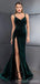 Green Mermaid Spaghetti Straps High Slit Cheap Long Bridesmaid Dresses Online, WG1152