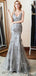 Sexy Grey Mermaid Spaghetti Straps V-neck Backless Long Party Prom Dresses Online,12555