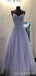 Sparkly Blue A-line Spaghetti Straps Long Prom Dresses Online, Dance Dresses,12720