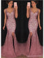 Sparkly Mermaid Dusty Rose Side Slit Cheap Long Prom Dresses Online,12623