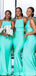 Simple Spa Mermaid Spaghetti Straps Long Bridesmaid Dresses Gown Online,WG1113