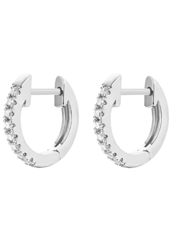 Sterling Silver Deluxe Row of Diamonds Earrings