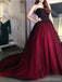 Burgundy A-line Sweetheart Cheap Long Prom Dresses Online,12955