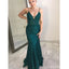 Teal Mermaid Spaghetti Straps V-neck Cheap Long Bridesmaid Dresses,WG1624