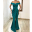 Teal Mermaid Off Shoulder Side Slit Cheap Long Bridesmaid Dresses,WG1467