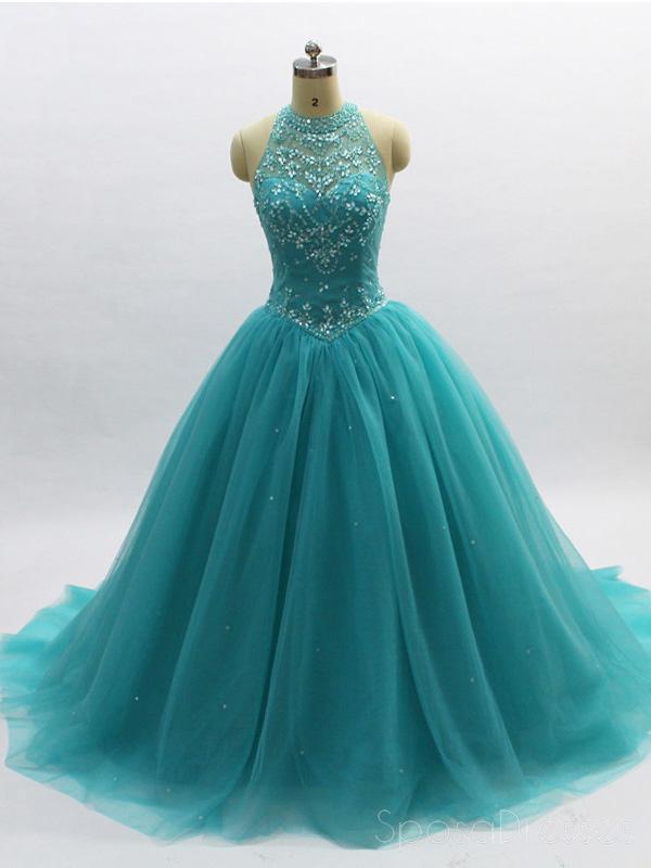 Ball Gown Turquoise Halter Beaded A-line Long Evening Prom Dresses, Ch SposaDresses Ball Gown Turquoise Halter Beaded A-line Long Evening Prom Dresses, Ch SposaDresses