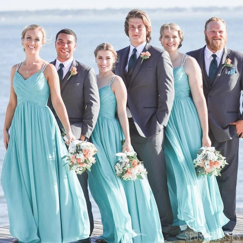 Chiffon Turquoise Long Bridesmaid Dresses, Cheap Bridesmaids Dresses, WG754