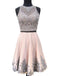 2 Pieces Halter Dusty Pink Short Cheap Homecoming Dresses 2018, CM421