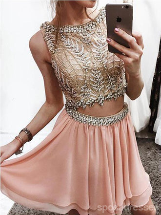 Two Piece Homecoming Dresses tagged blush pink SposaDresses