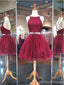 Sexy Burgundy Lace Beaded Cheap Short Homecoming Dresses Online, CM595