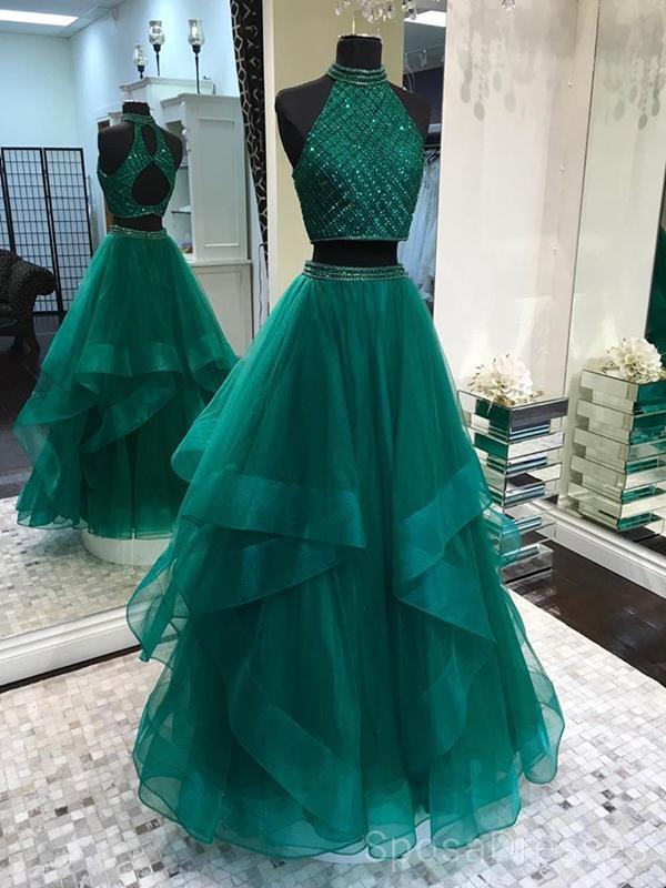 Sexy Two Pieces Emerald Green Open Back Evening Prom Dresses, Cheap Cu SposaDresses Sexy Two Pieces Emerald Green Open Back Evening Prom Dresses, Cheap Cu SposaDresses