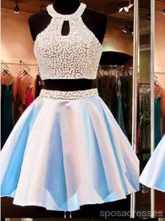 Two Pieces Beaded Sexy Open Back homecoming prom dresses, CM0015