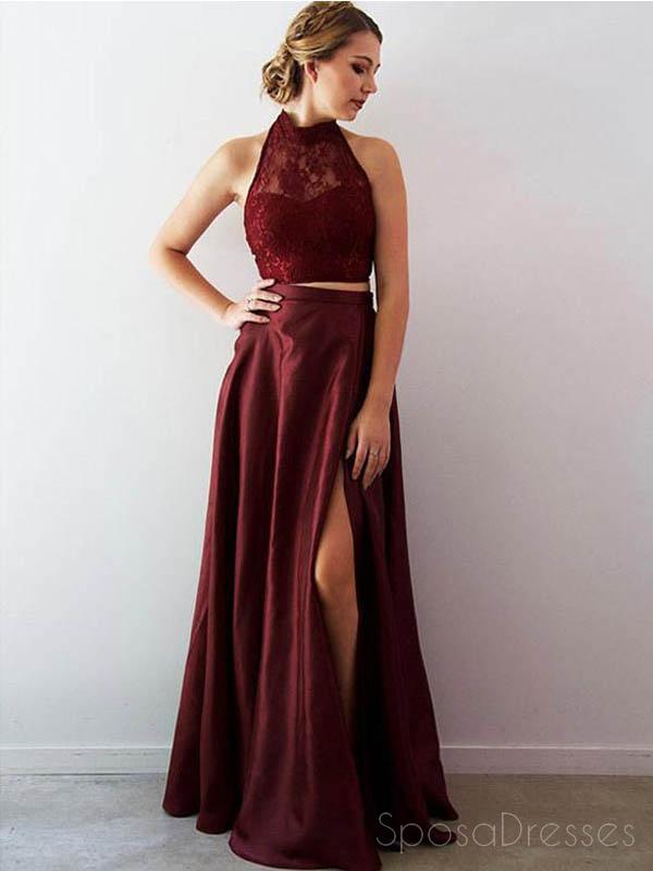 Sexy Two Pieces Halter Maroon Long Evening Prom Dresses, Cheap Sweet 1 SposaDresses Sexy Two Pieces Halter Maroon Long Evening Prom Dresses, Cheap Sweet 1 SposaDresses