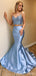 Blue Mermaid Two Pieces Spaghetti Straps Party Prom Dresses, Prom & Dance Dresses,12532