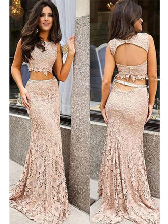 Two Pieces Pink Mermaid Open Back Party Prom Dresses, Dance Dresses 2021,Prom Dresses Stores,12527