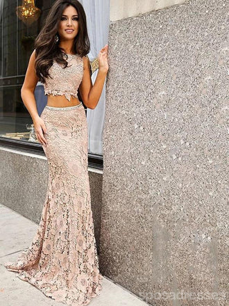 Two Pieces Pink Mermaid Open Back Party Prom Dresses, Dance Dresses 2021,Prom Dresses Stores,12527