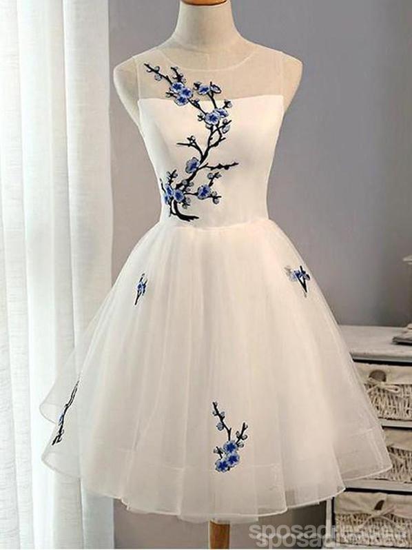 Sweet 16 Cheap Short Homecoming Dresses Cute Applique White Short Homecoming Prom Dresses, Cheap Sweet 16 Sweet 16 Cheap Short Homecoming Dresses Cute Applique White Short Homecoming Prom Dresses, Cheap Sweet 16