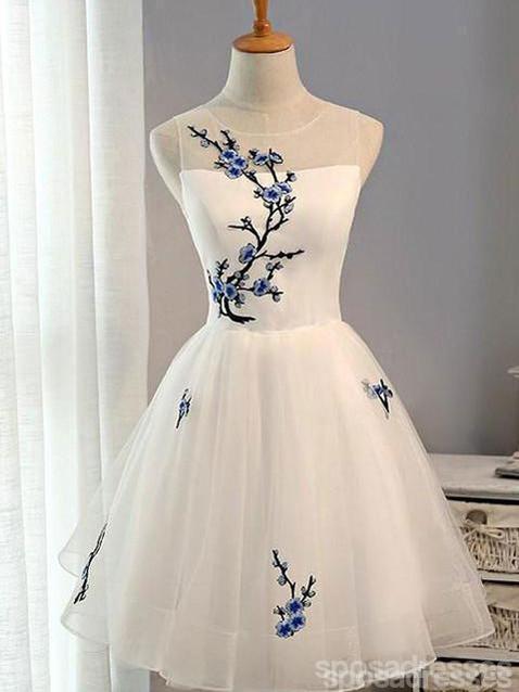 Cute Applique White Short Homecoming Prom Dresses, Cheap Sweet 16 Dres SposaDresses Cute Applique White Short Homecoming Prom Dresses, Cheap Sweet 16 Dres SposaDresses