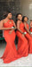 Unique Mermaid Orange Sleeveless One Shoulder Bridesmaid Dresses Gown Online, WG1005