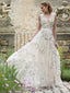 V-Neck Flower Cheap Wedding Dresses Online, Cheap Unique Bridal Dresses, WD602