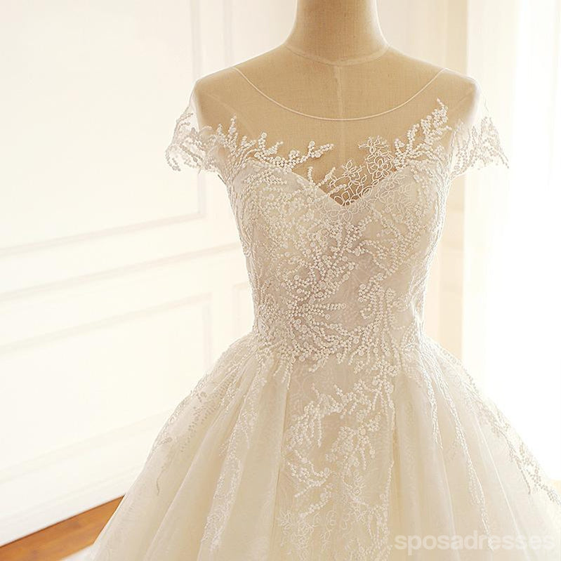 Cap Sleeve Scoop A-line Long Custom Cheap Wedding Bridal Dresses, WD29 ...