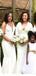 Sexy Mermaid White Spaghetti Straps V-neck Cheap Long Bridesmaid Dresses Online,WG962