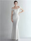 Simple White Mermaid Off Shoulder Long Prom Dresses Online,13024