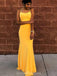 Yellow Sexy Mermaid Simple Cheap Evening Prom Dresses, Evening Party Prom Dresses, 12184