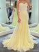 Yellow Mermaid Sweetheart Long Prom Dresses,Evening Dresses,13088