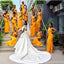 Simple Yellow Mermaid Halter Cheap Long Bridesmaid Dresses,WG1616