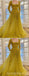 Yellow A-line Long Sleeves Prom Dresses Online, Evening Party Dresses,12731