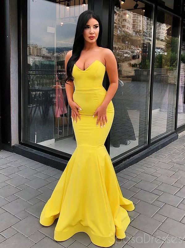 Simple Mermaid Yellow Cheap Long Evening Prom Dresses, Sweet 16 Prom D SposaDresses Simple Mermaid Yellow Cheap Long Evening Prom Dresses, Sweet 16 Prom D SposaDresses
