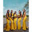 Simple Yellow Spaghetti Straps Cheap Long Bridesmaid Dressing Gown Online,WG1073